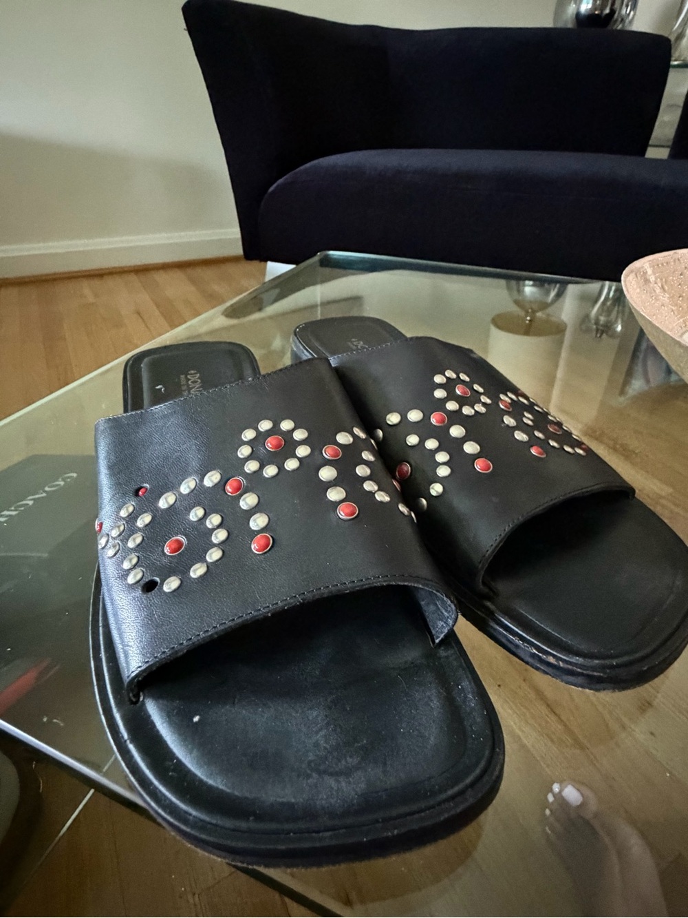 Black Studded Slide Sandals